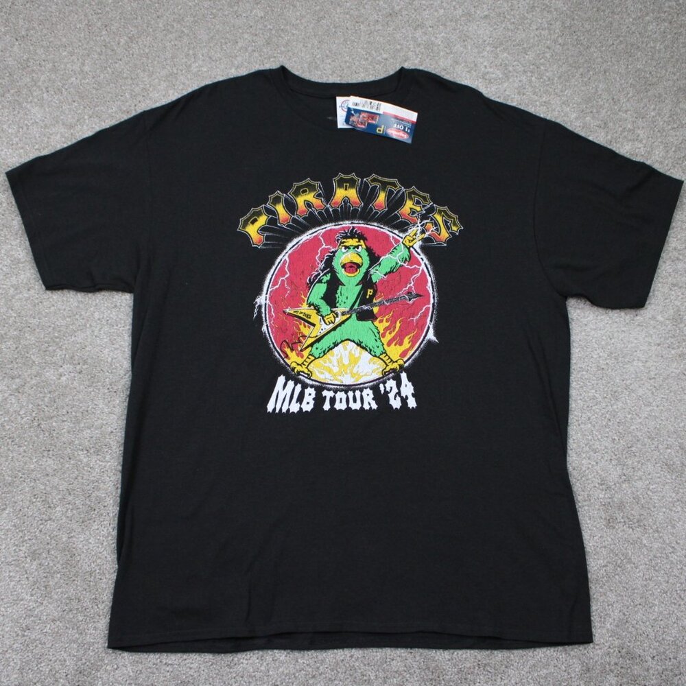 Pittsburgh Pirates Shirt NWT Adult XL Black Sugardale‎ Bacon MLB Tour 24 S/S